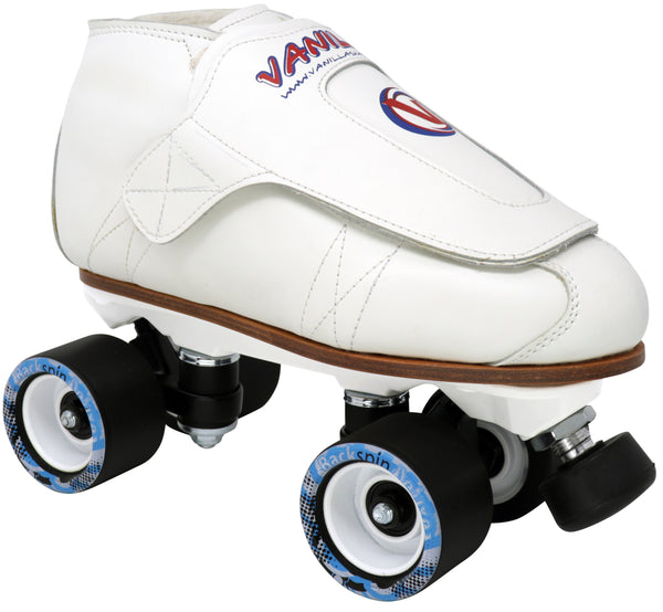 White freestyle with white gorilla plate and black Deluxe wheels. 